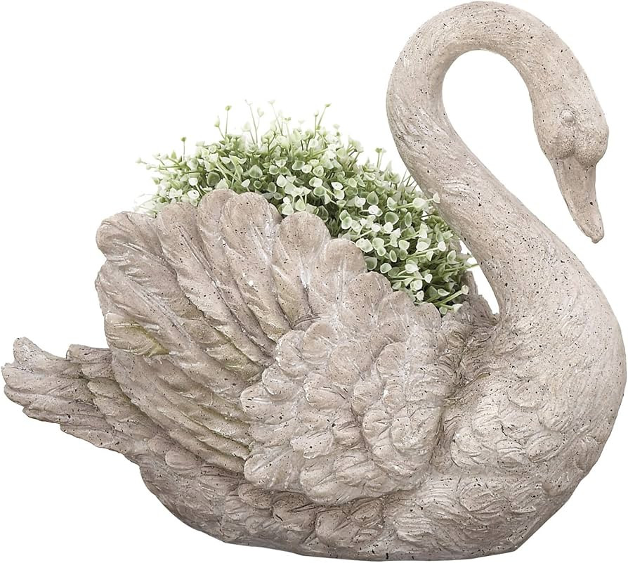 Urban Designs Swan Cast Stone Planter Garden Decor - Grey,7748997 | Amazon (US)