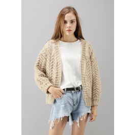 Nice to Knit You Chunky Cardigan in Sand | Chicwish
