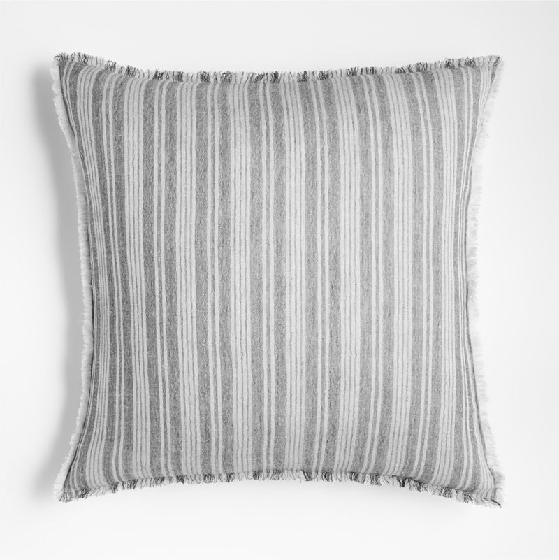 Arla 23"x23" Square Eyelash Striped Blue Decorative Throw Pillow Cover with Feather-Down Insert +... | Crate & Barrel