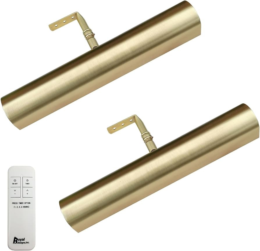 Royal Designs, Inc. Cordless Remote Control LED Picture Light, Dimmable with Timer Function, Brus... | Amazon (US)