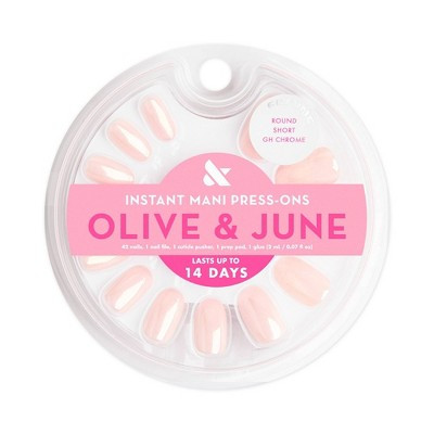 Olive & June Press-On Fake Nails - Short Round - GH Chrome - 42ct | Target