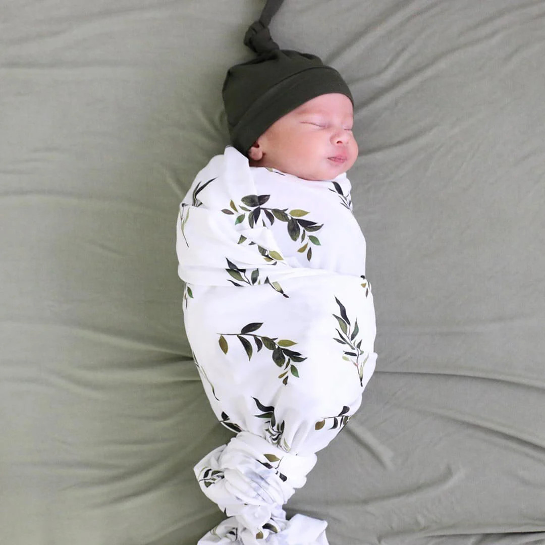 Olive Leaf Oversized Swaddle Blanket | Caden Lane