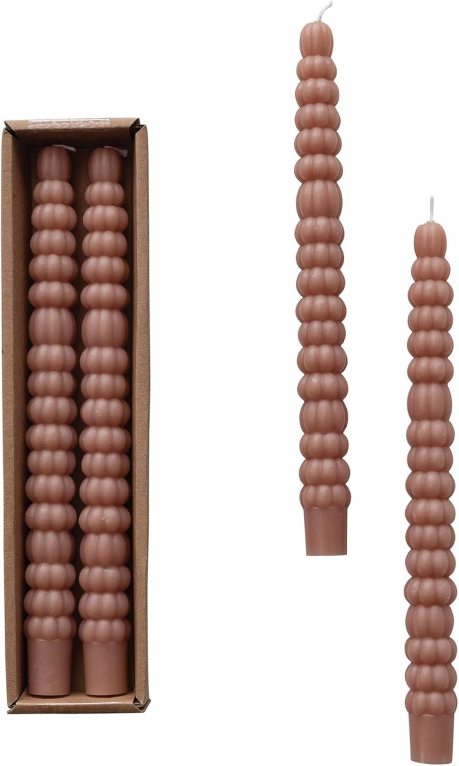 Creative Co-Op Unscented Pumpkin Shaped Taper Candles in Box, Tan, Set of 2 | Amazon (US)