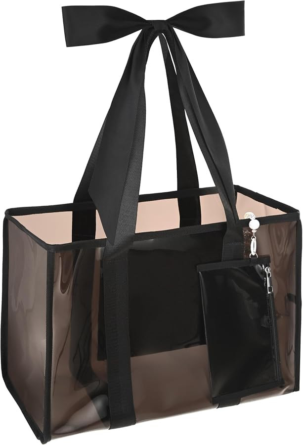 Beach Bag-Tote Bag with Bow, Large & Foldable & Waterproof with Inner Zipper Pocket- travel tote ... | Amazon (US)