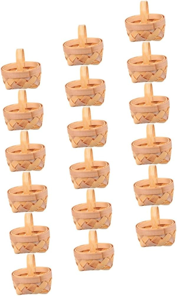 18pcs Hand Woven Basket Mini Toys Miniture Decoration Candy Mini Willow Basket Wood Chip Basket M... | Amazon (US)