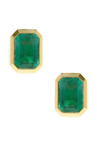 Rich Medium Emerald Stud Earrings | FWRD 