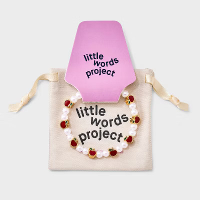 Little Words Project Apple Stacker Beaded Bracelet - Pearl/Red/Gold | Target