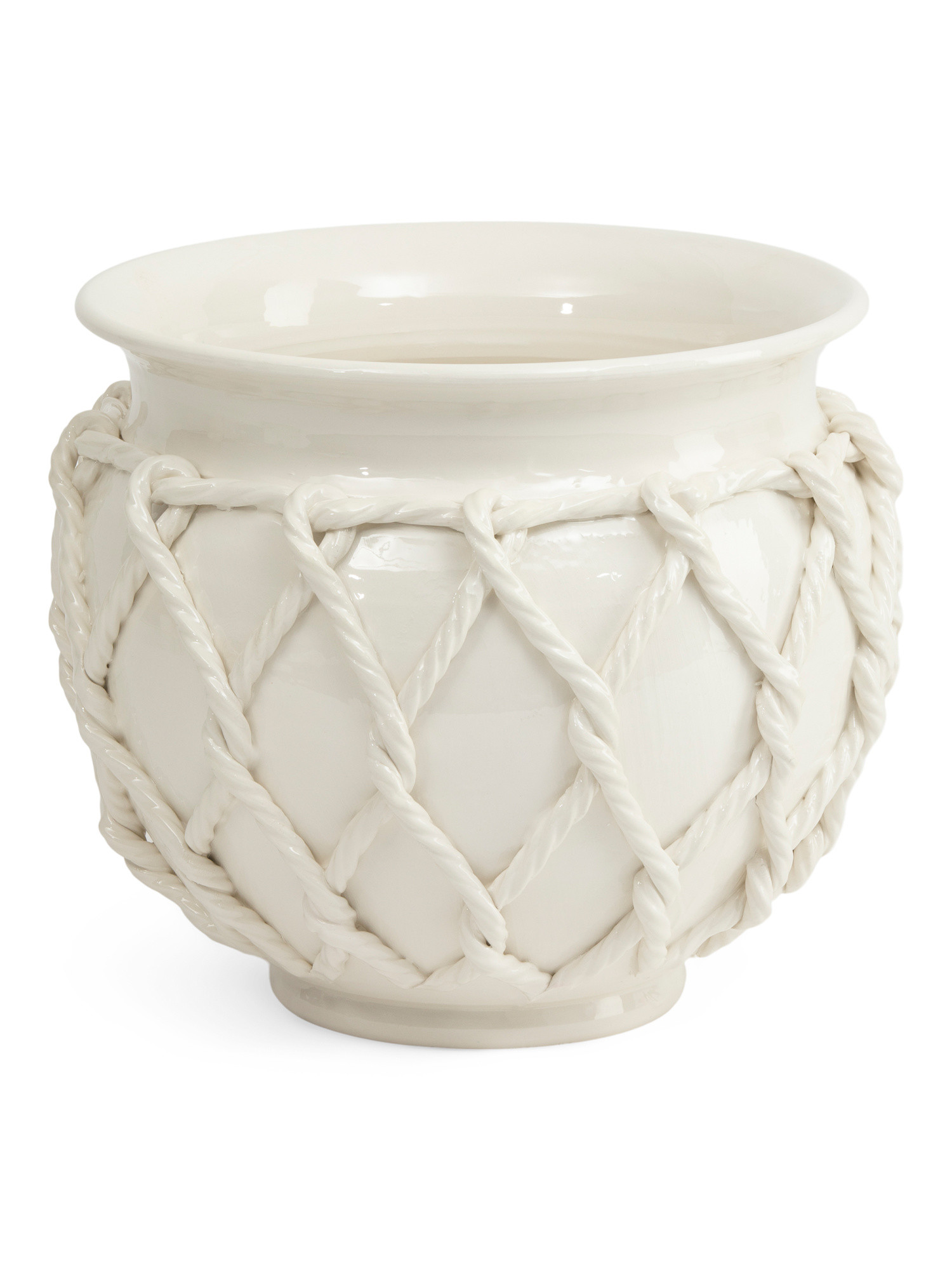 Made In Italy 14x12 Handmade Rope Accented Planter | TJ Maxx