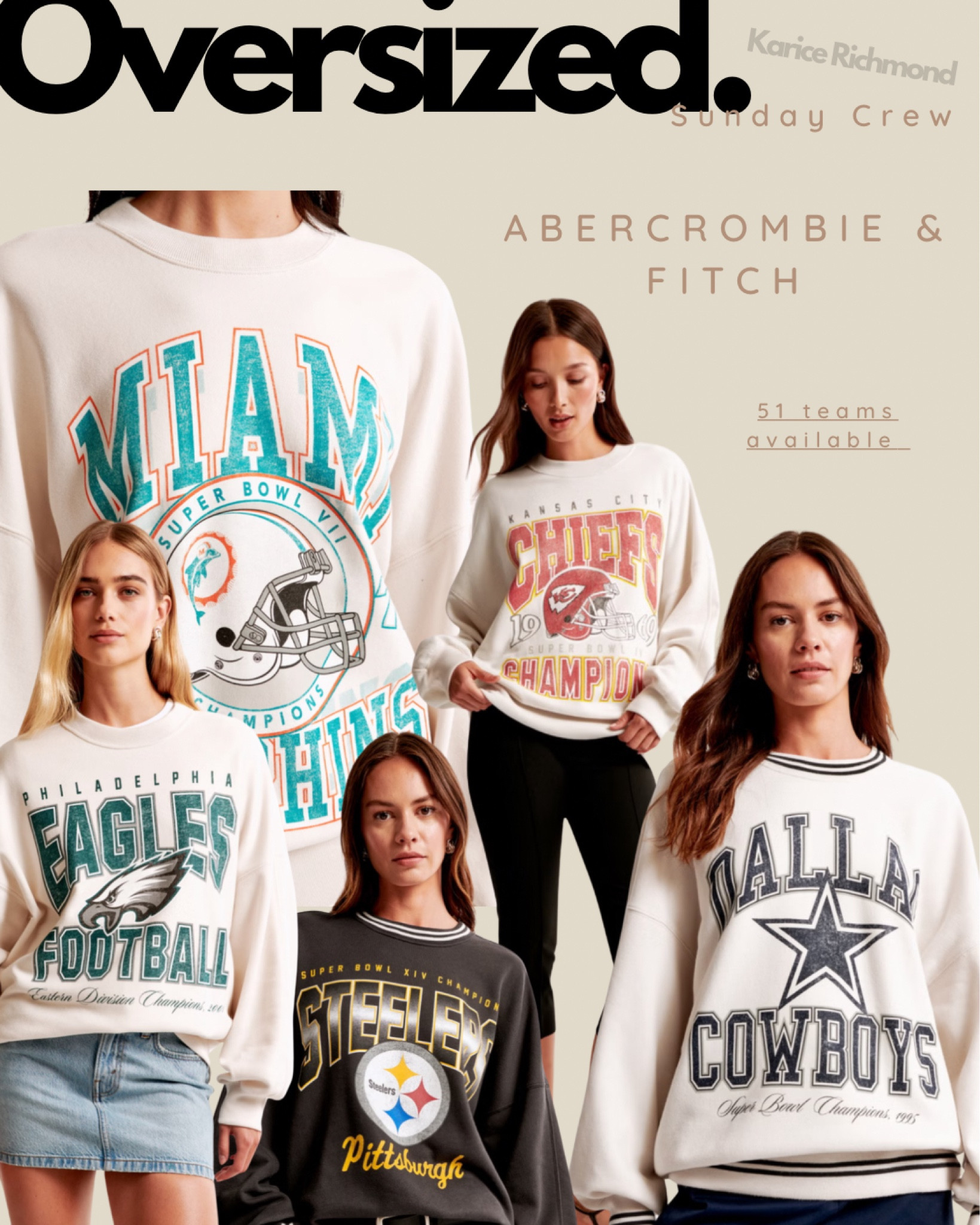 These oversized crew necks are available in 51 teams and selling fast! Rep your team for the Super Bowl ✨ #oversized #sweaters #Superbowl #football #styleinspo

#LTKStyleTip #LTKPlusSize #LTKSaleAlert
