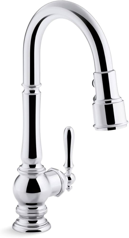 KOHLER Artifacts Single-Hole Kitchen Sink Faucet with 16" Pull-Down spout and Turned Lever Handle... | Amazon (US)