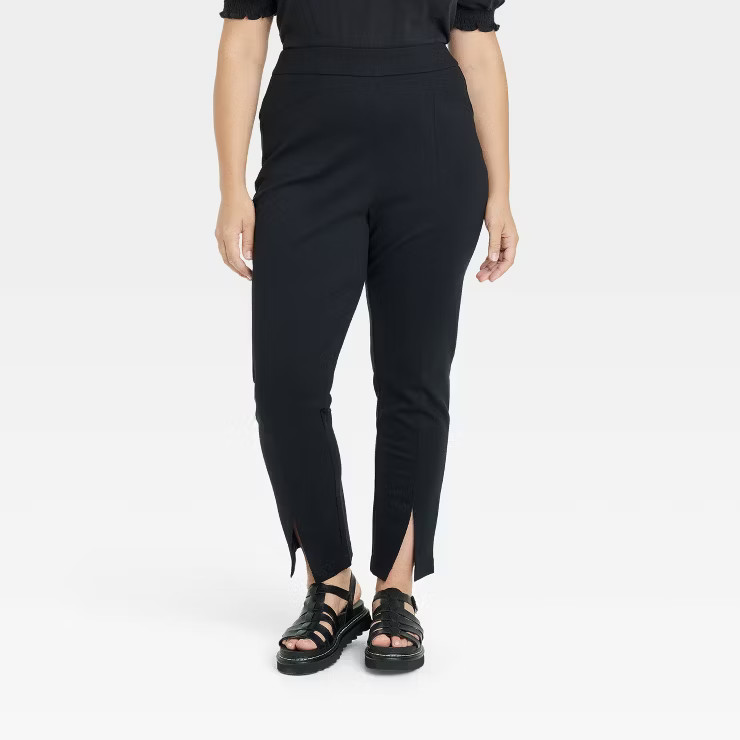 Women's Plus Size High-Waisted Split Front Ponte Pant - Ava & Viv™ | Target