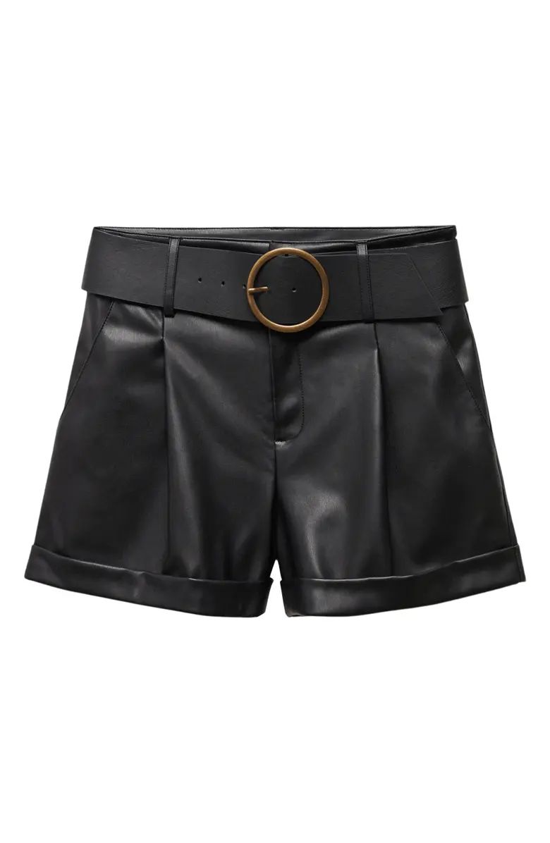 MANGO Caia Belted Faux Leather Shorts | Nordstrom | Nordstrom