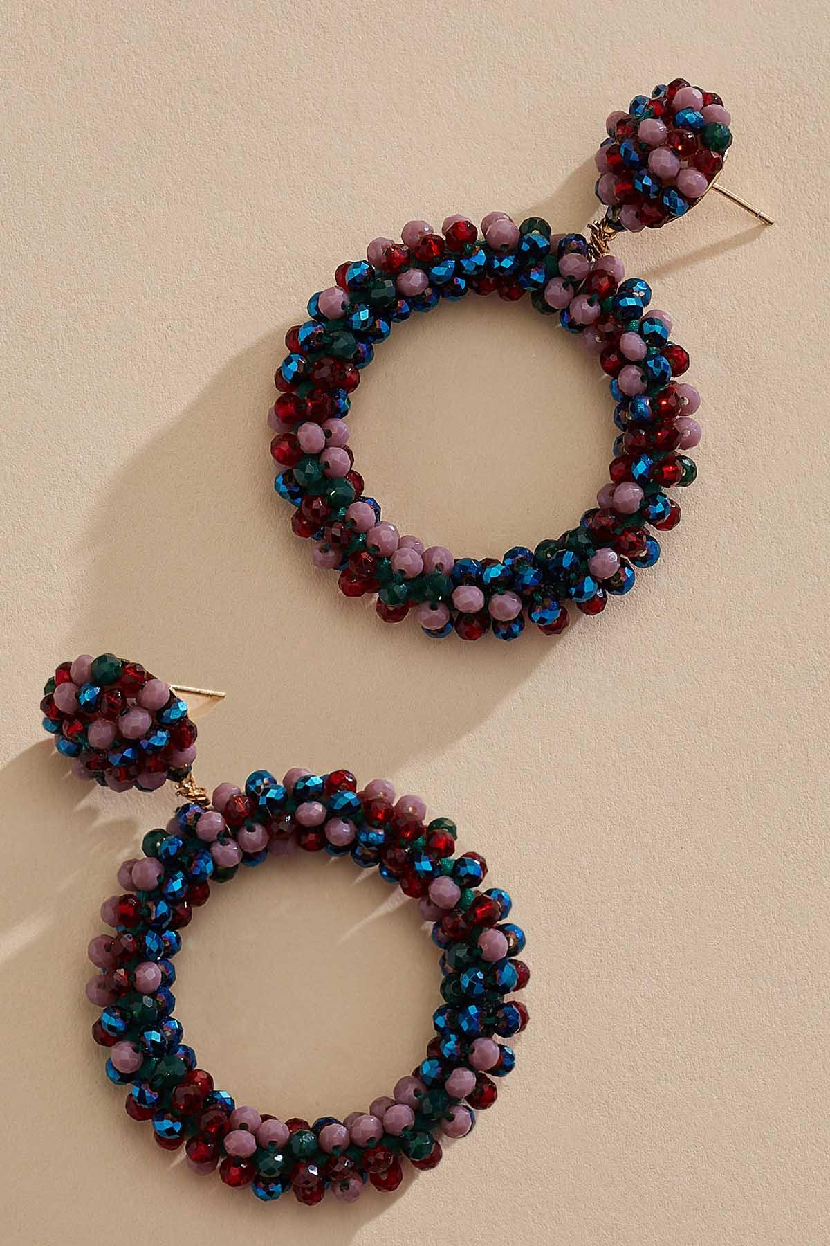 beaded dangle hoop earrings | Versona