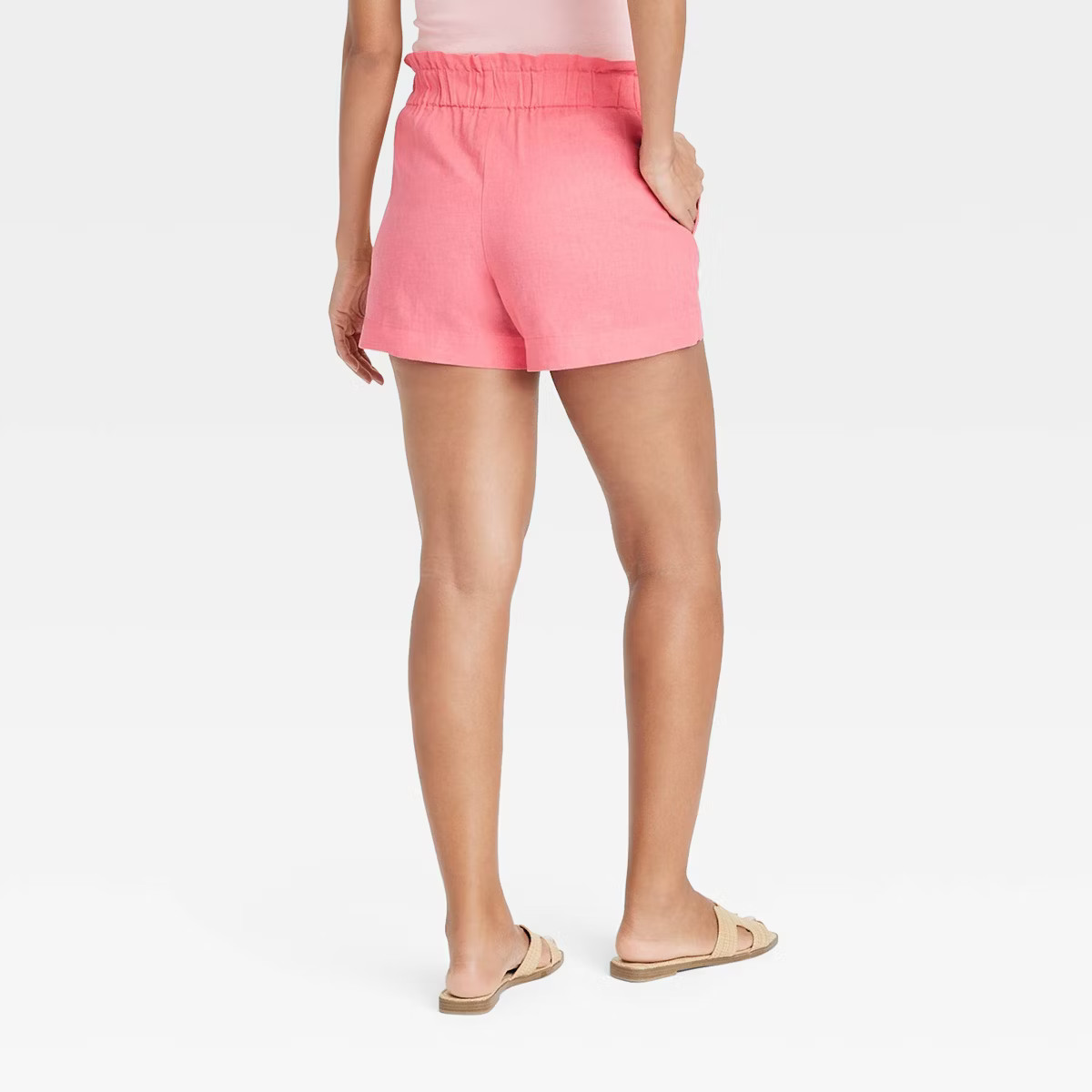 Women's High-Rise Linen Pull-On Shorts - A New Day™ Pink S | Target