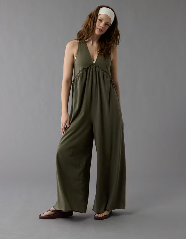 AE Sunchaser Knit V-Neck Jumpsuit | American Eagle Outfitters (US & CA)