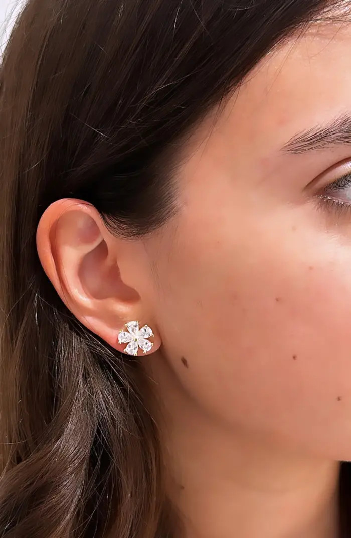 Flower Cubic Zirconia Stud Earrings | Nordstrom