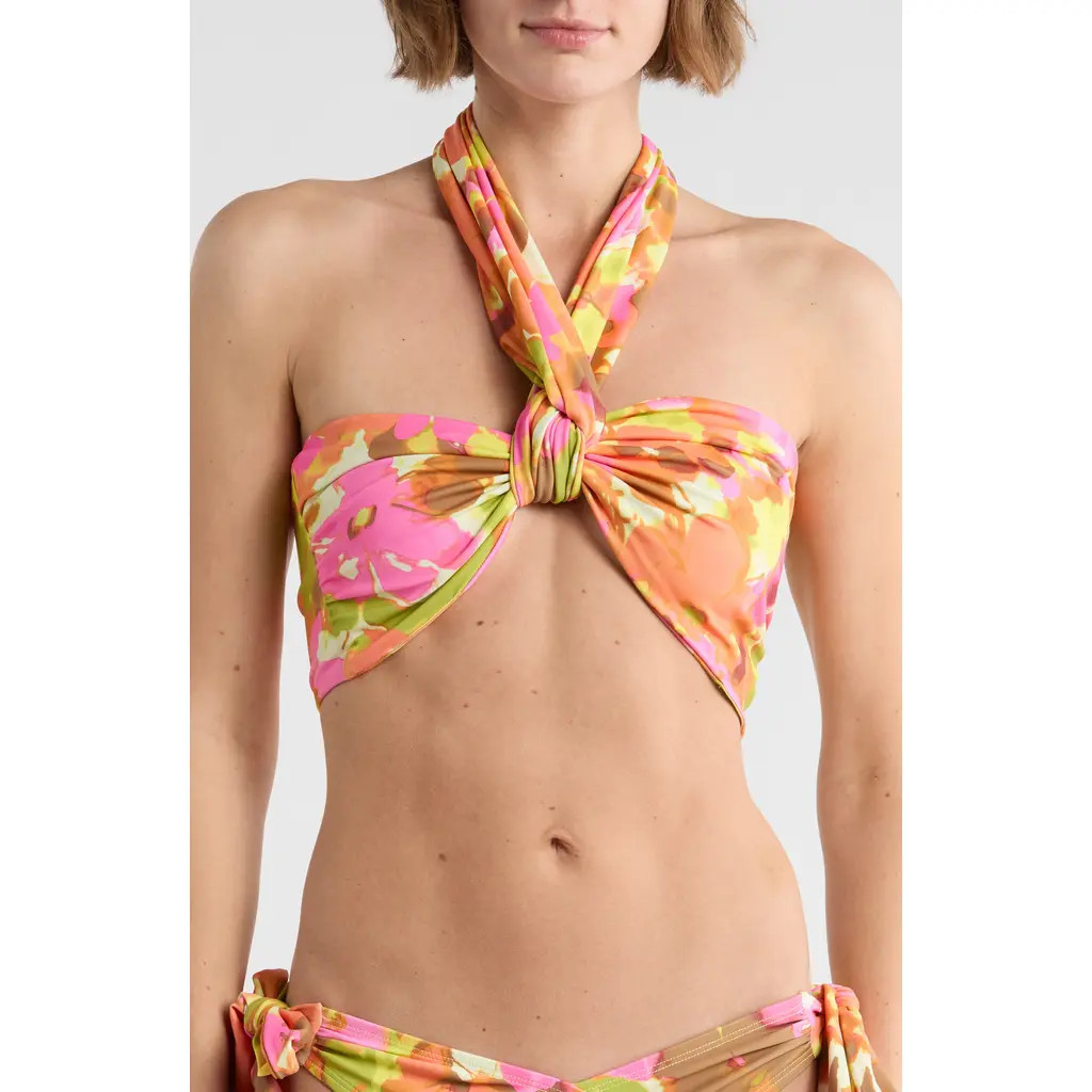 Free People Jodie Convertible Bandeau Bikini Top in Pink Combo at Nordstrom Rack, Size X-Small | Nordstrom Rack