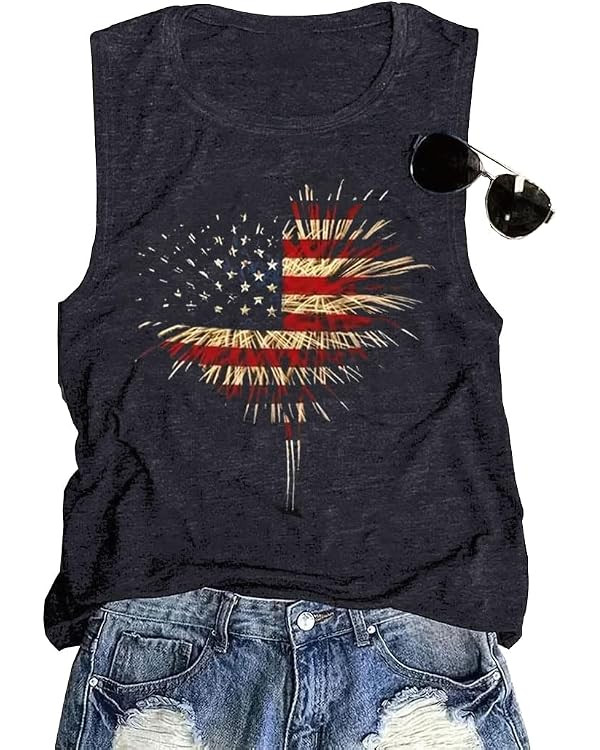Womens Tank Tops Boho Casual Summer Tops Crew Neck Sleeveless Beach Graphic Shirts Muscle Workout... | Amazon (US)