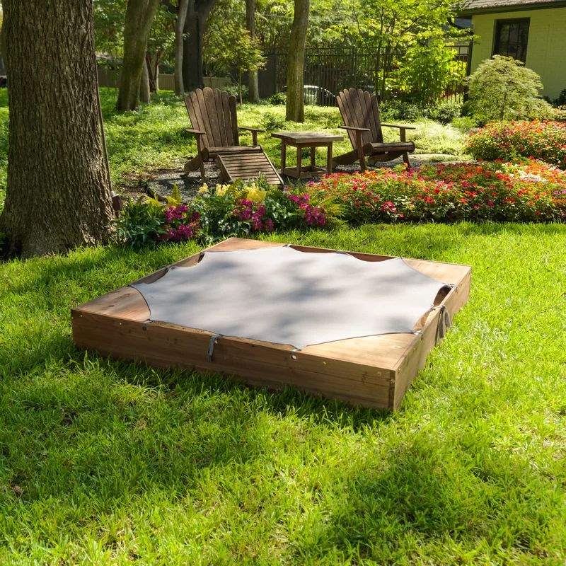 Backyard 5' Square Sandbox with Cover | Wayfair North America