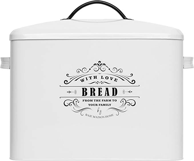 Extra Large White Farmhouse Bread Box for Kitchen Countertop - Holds 2+ Loaves for All Your Bread... | Amazon (US)