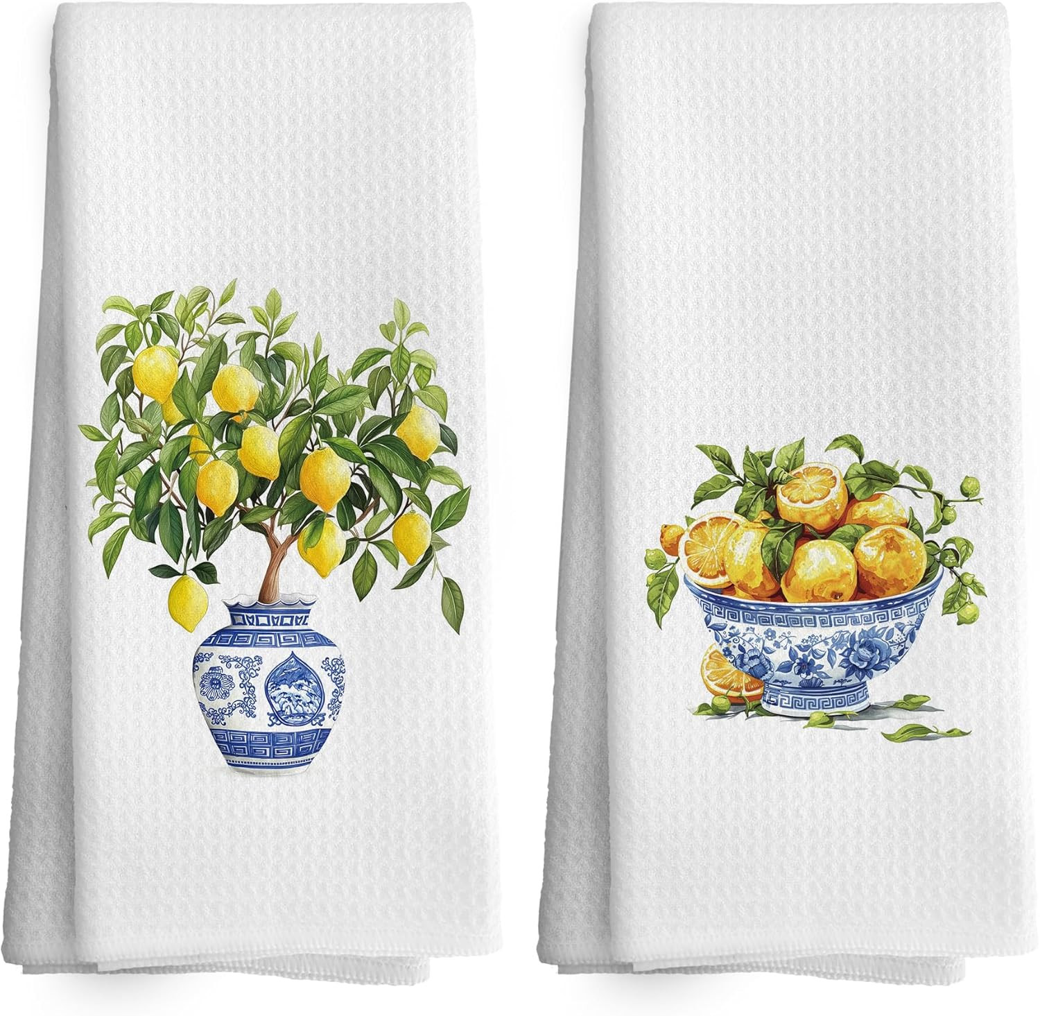 Amazon.com: TAEDIN Chinoiserie Decor Kitchen Towels Lemon Chinoiserie Dish Towel 16x24 Inches, Bl... | Amazon (US)