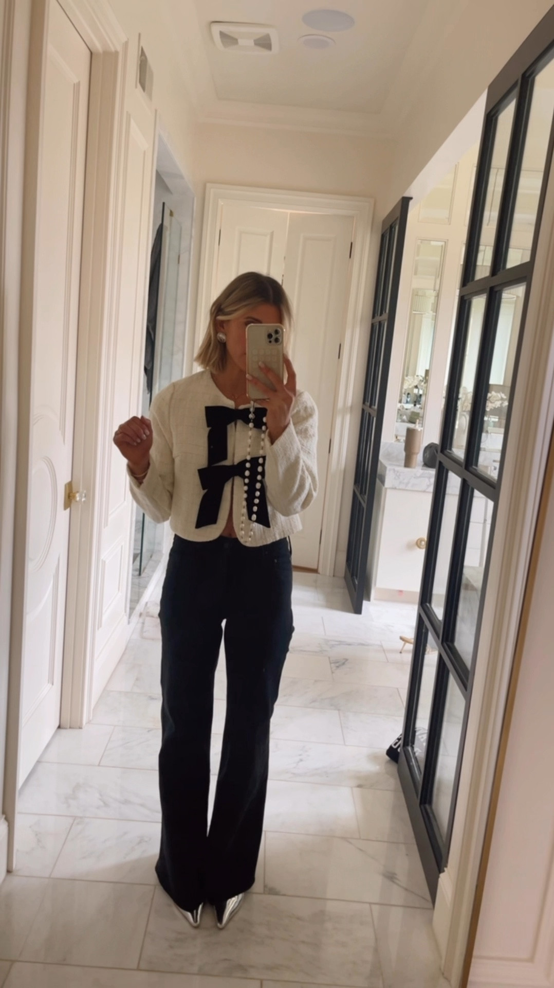 Holiday party outfit idea. Love the bows! Linking this and similar options. 