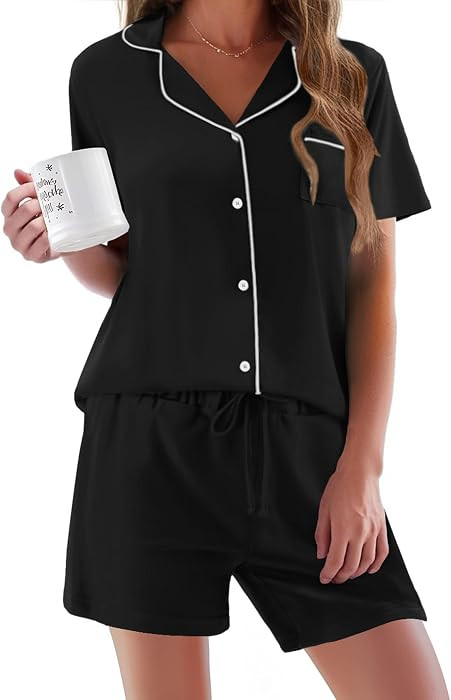Ekouaer Pajamas Set for Women Short Sleeve Sleepwear Button Down Pj XS-XXXL | Amazon (US)