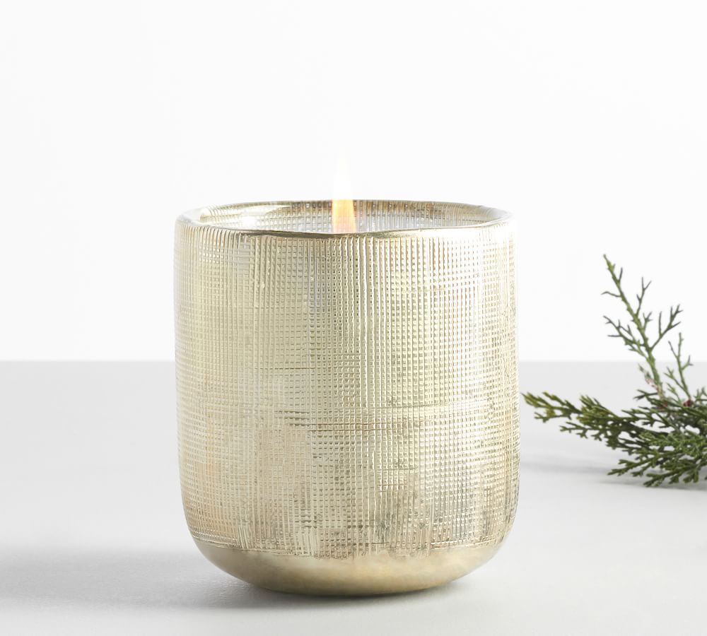 Texture Modern Glass Candle, Silver (Citrus &amp;amp; Cedar), Small 11.8Oz | Pottery Barn (US)