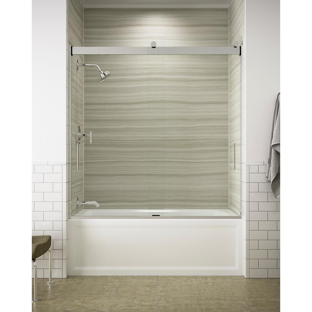 KOHLER Levity 60 in. x 62 in. Semi-frameless Sliding Tub Door in Silver with Handle-K-706000-L-SH... | The Home Depot