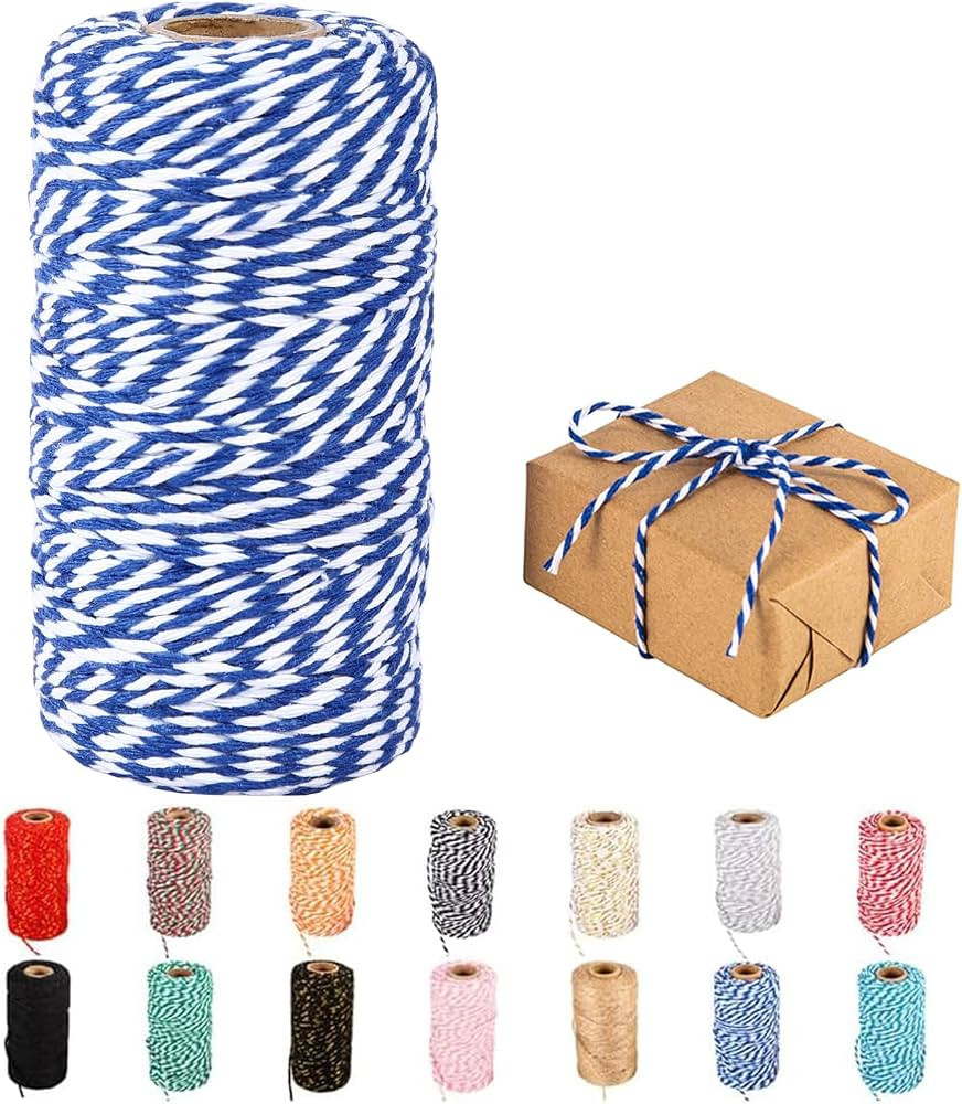 Cotton Bakers Twine，328 Feet Cotton Cord Crafts Twine String Natural Blue Cotton String Twine f... | Amazon (US)