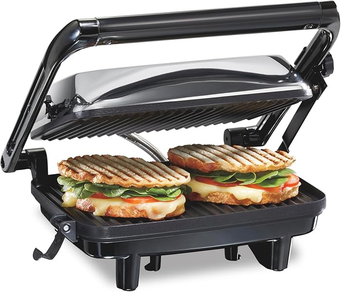 Hamilton Beach Panini Press Sandwich Maker & Electric Indoor Grill with Locking Lid, Opens Wide t... | Amazon (US)