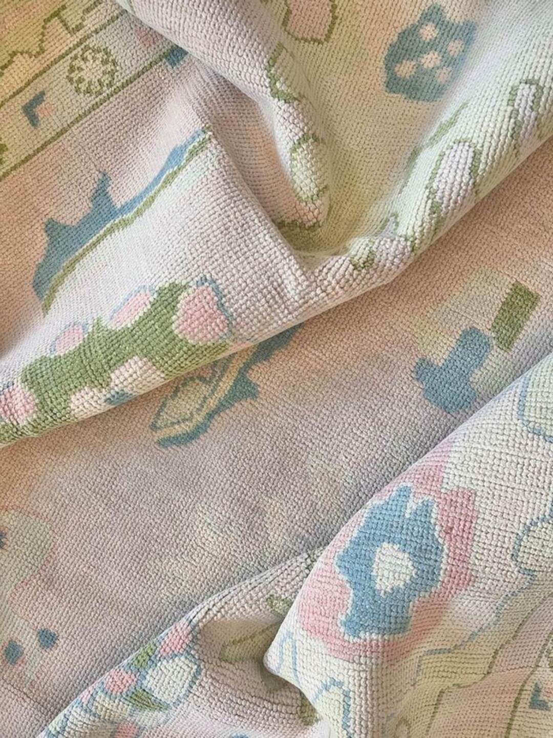 10X14 Pink, Beige, Green Oushak Rug Muted Multi Size 8x10/9x12/10x14 Hand-knotted Vintage Oushak ... | Etsy (US)