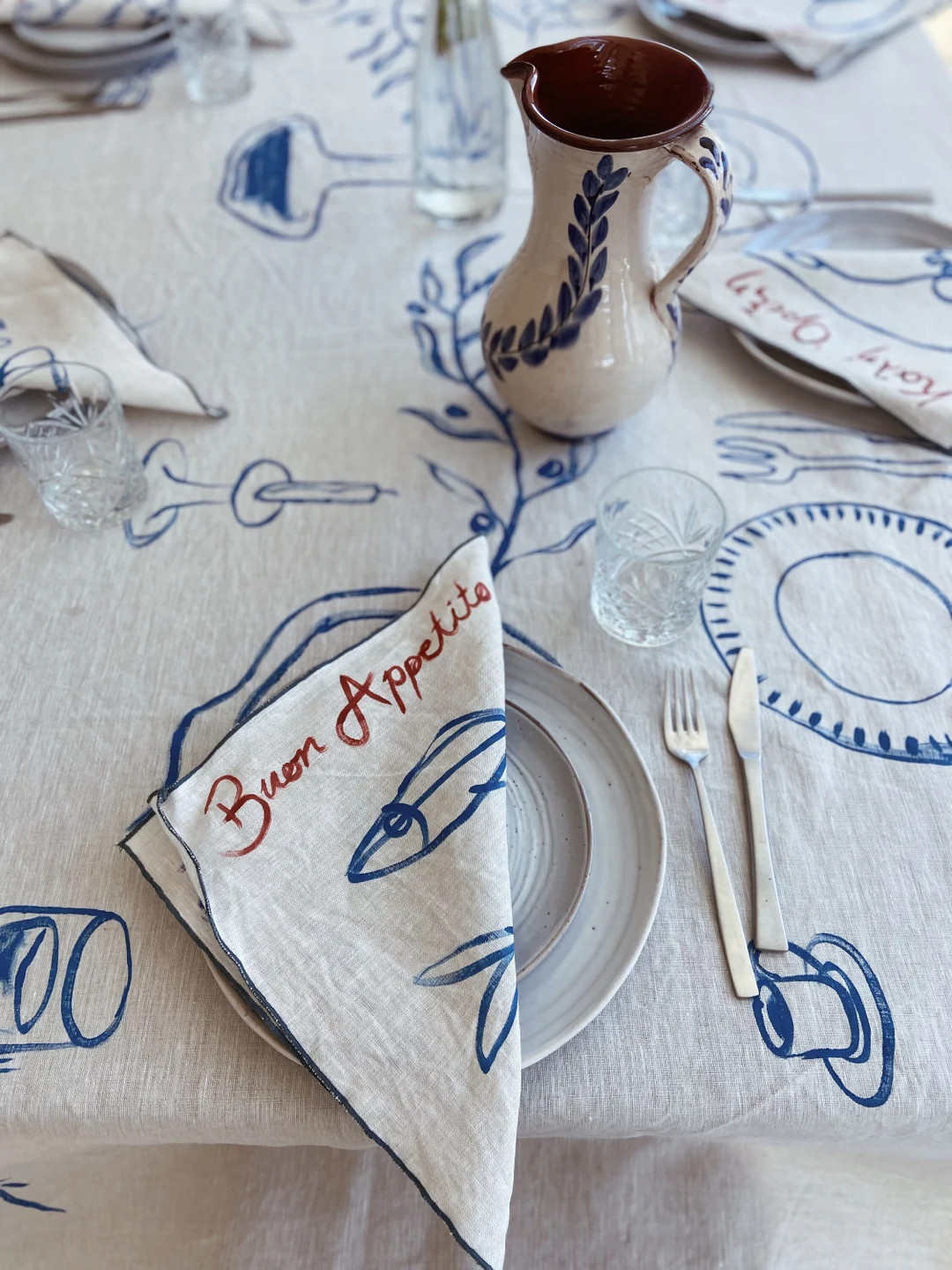 Buon Apetito 100% Linen Napkins set of 4 - Etsy | Etsy (US)