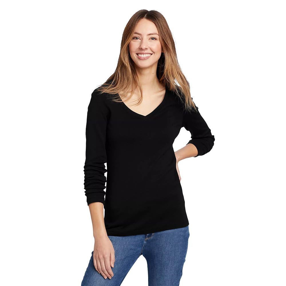 Eddie Bauer Women's Favorite Long-Sleeve V-Neck T-Shirt | Amazon (US)
