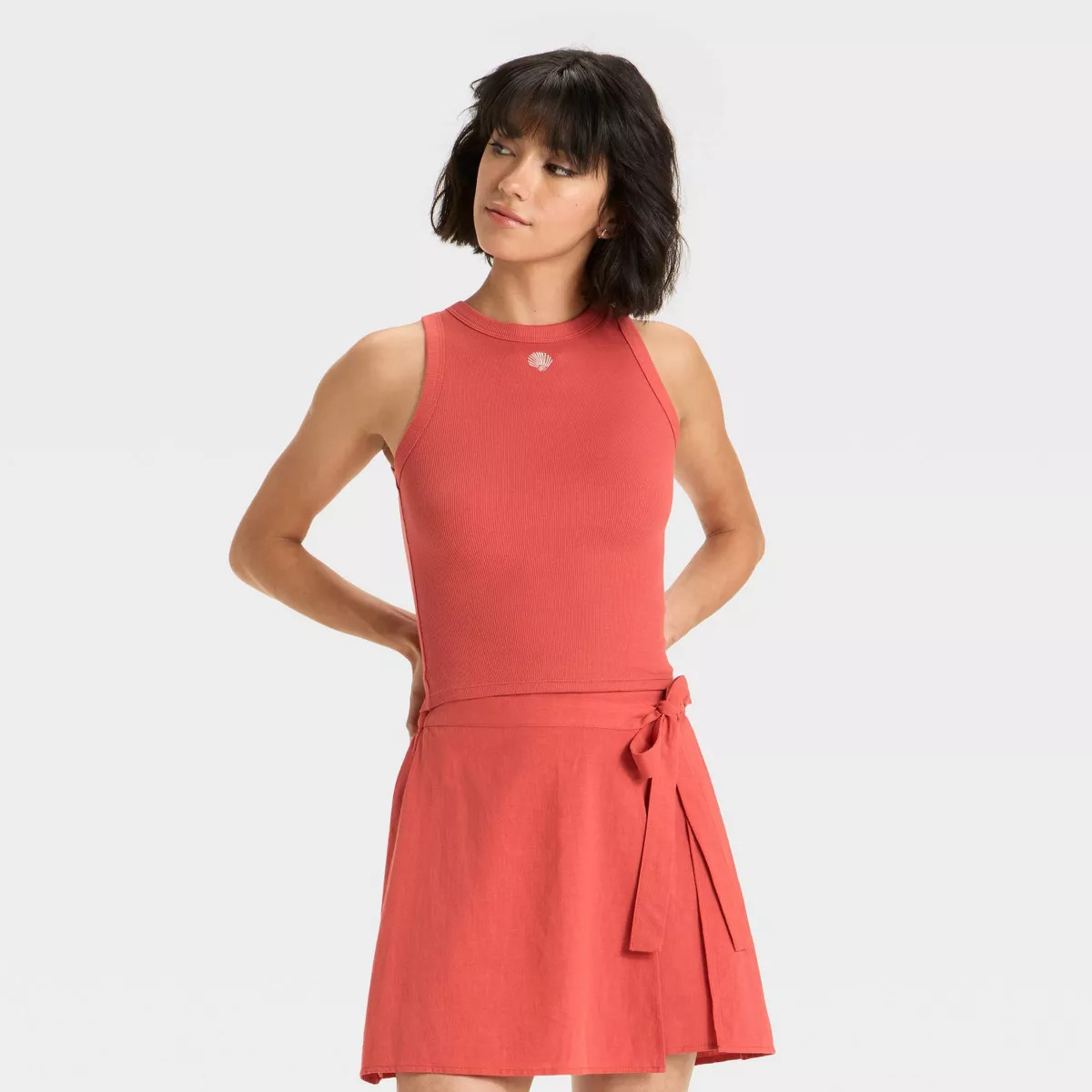 Women's Embroidered Icon Knit Tank Top - A New Day™ Yellow S | Target