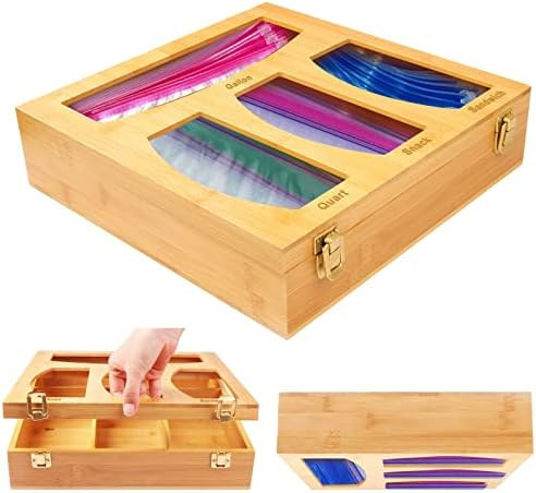 Bamboo Bag Storage Organizer for Kitchen Drawer, Suitable for Gallon, Quart, Sandwich & Snack Var... | Amazon (CA)