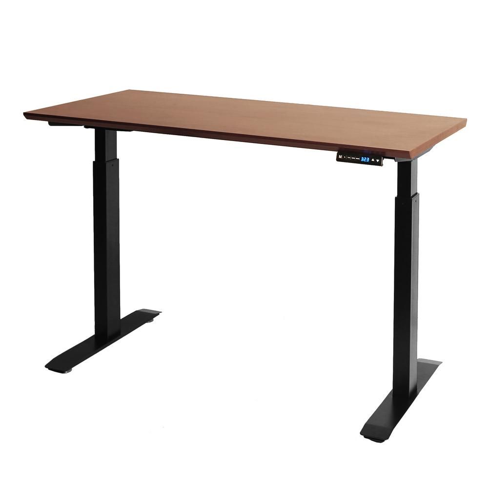 Seville Classics 48 in. Rectangular Walnut/Black Standing Desks with Adjustable Height | The Home Depot