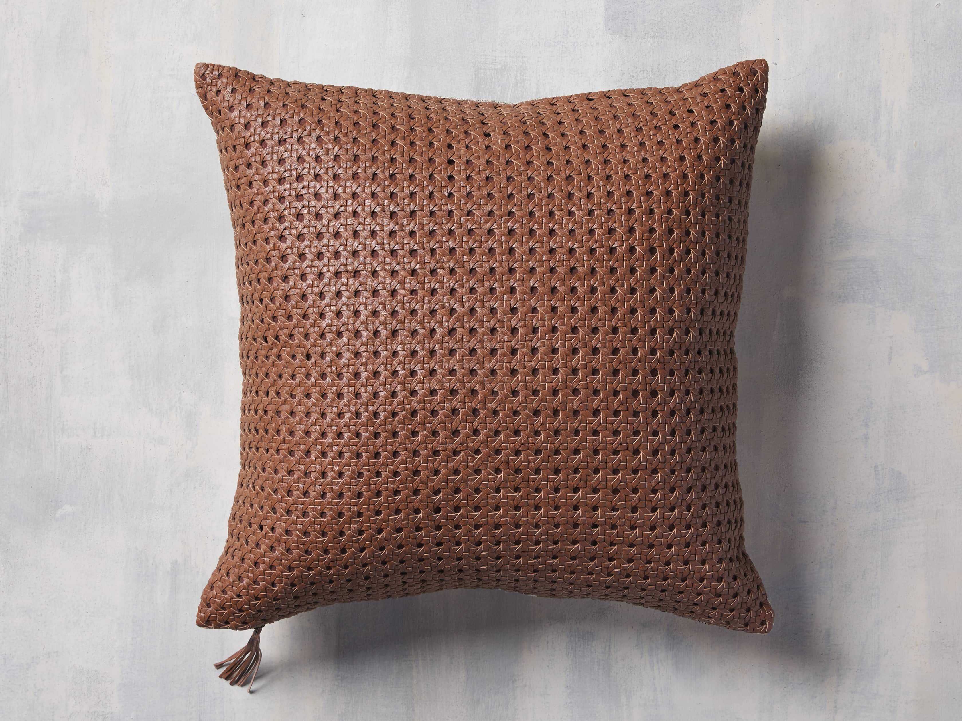 Leather Honeycomb Pillow Cover | Arhaus