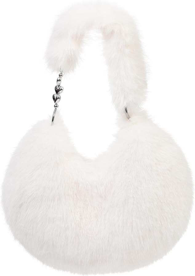 LA CARRIE Women's Faux fur Purse Fuzzy Plush Shoulder Bags Y2k Cute Handbags for Winter | Amazon (US)