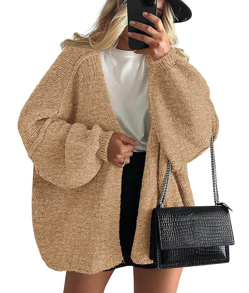PRETTYGARDEN Womens Oversized Cardigan Sweaters 2025 Fall Long Lantern Sleeve Knit Open Front Lig... | Amazon (US)