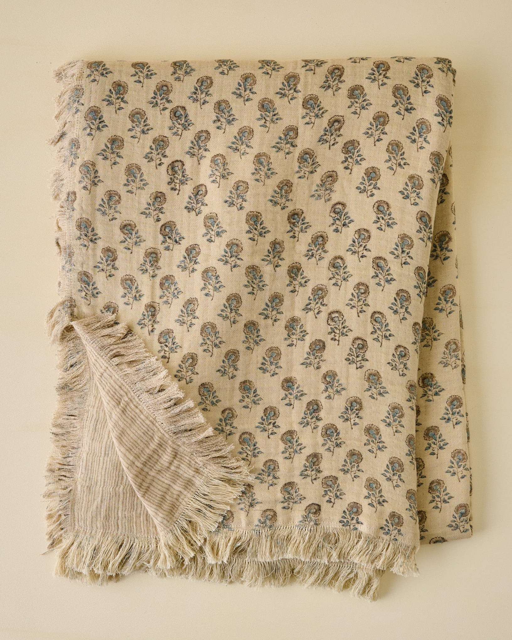 Floral Block Print Reversible Throw | Magnolia