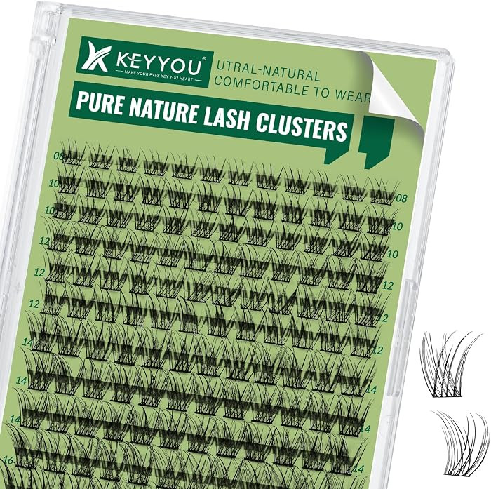 KEYYOU Natural Lash Clusters Wispy Eyelash Clusters 144 pcs Cluster Eyelash Extensions D Curl Ind... | Amazon (US)