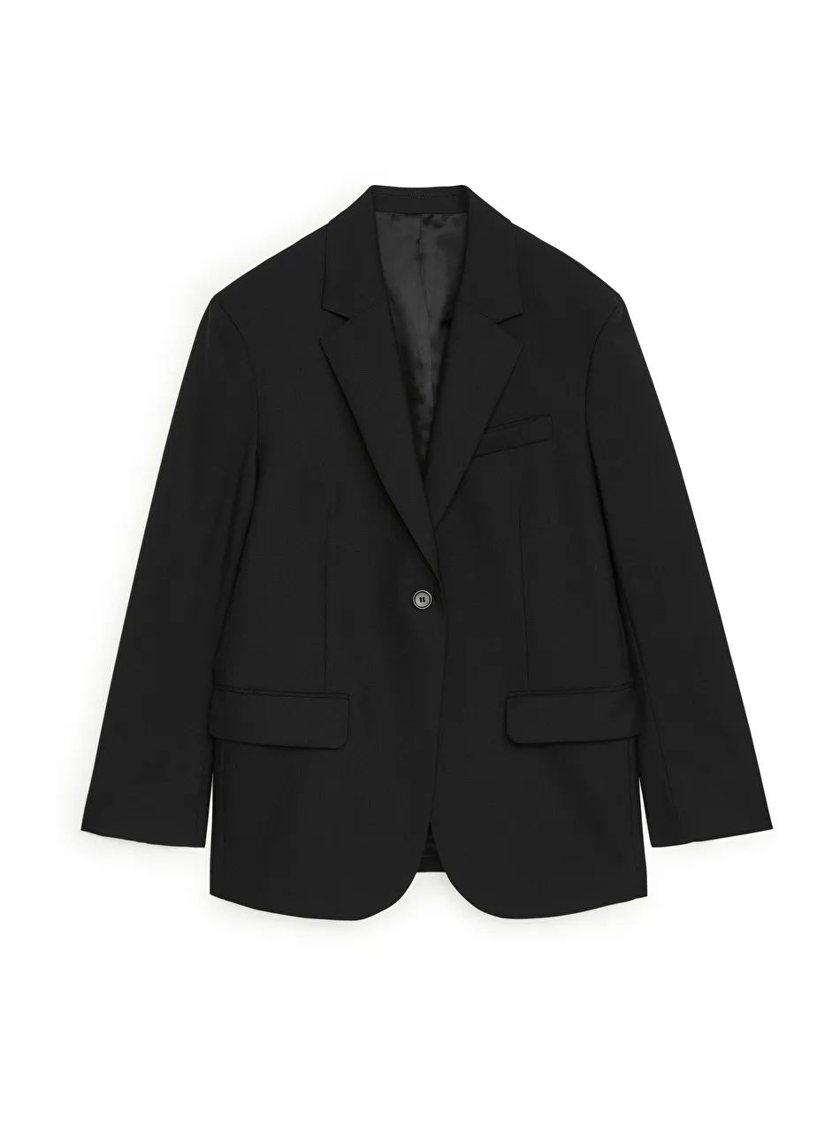 Oversized Wool Hopsack Blazer - Black - ARKET GB | ARKET