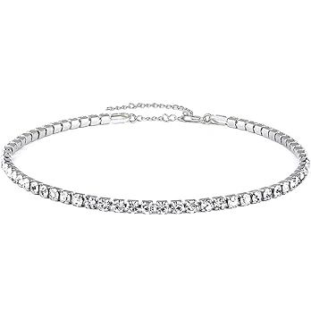 EFTOM Rhinestone Choker Necklaces Silver Sparkling Diamond Choker Crystal Bracelet Rhinestone Nec... | Amazon (US)