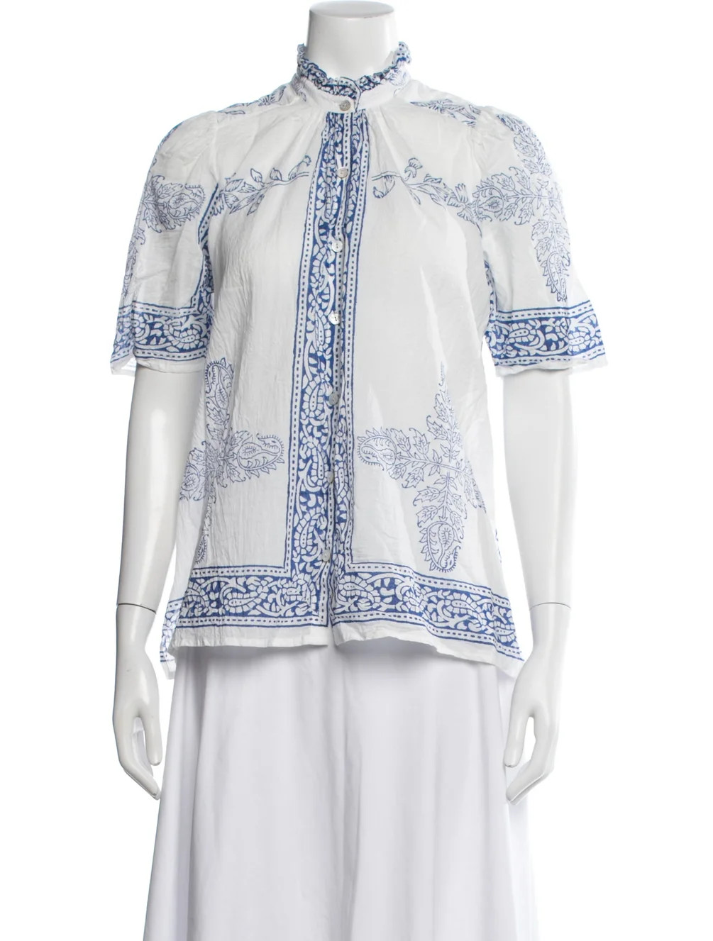 Printed Short Sleeve Blouse | The RealReal