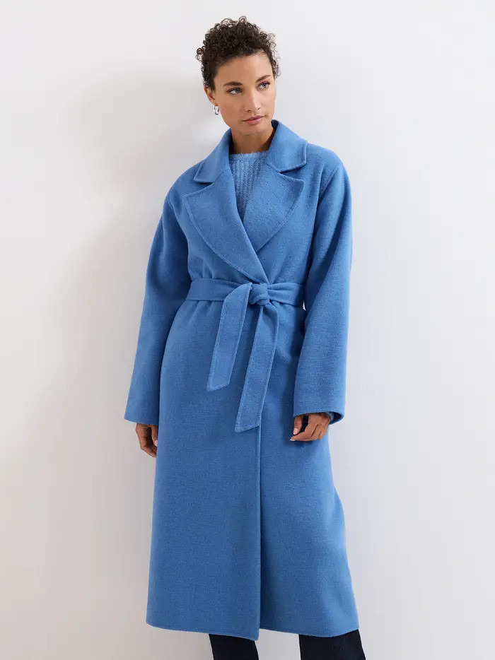 Long Sleeve Belted Wrap Midi Coat | Nordstrom
