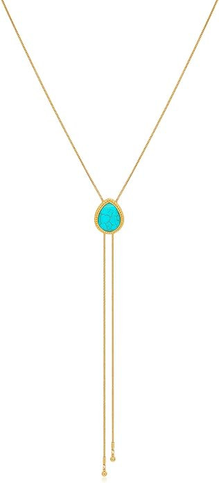 Western Cowgirl Necklace for Women Lariat Long Chain Hat Bull Head Horse Flower Turquoise Y Neckl... | Amazon (US)