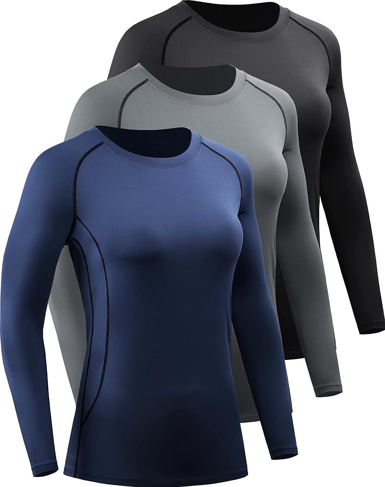 CADMUS Women's 3 Pack Running Compression Long Sleeve T Shirt | Amazon (US)