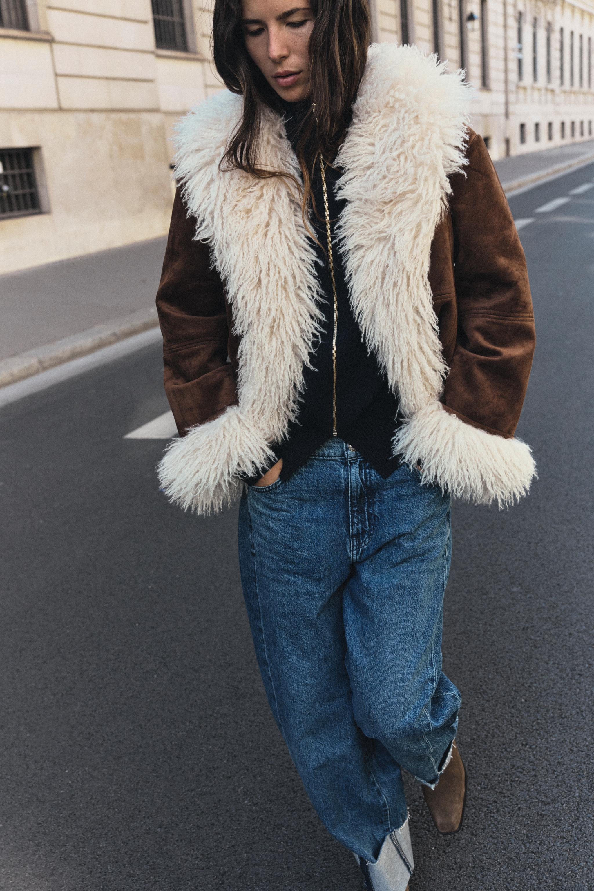 FAUX FUR COMBINED JACKET | Zara US