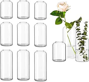 Glass Bud Vases for Centerpieces - Glasseam Clear Small Flower Vase Decor Bulk Set of 12 Handmade... | Amazon (US)